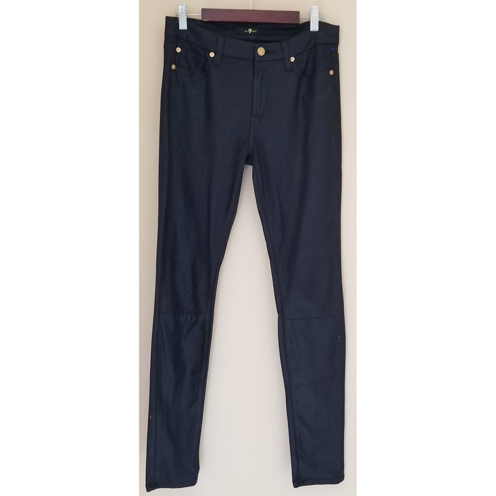 7 FOR ALL MANKIND Pants Womens 27 9"Rise Coated Faux Leather Knee Seam Skinny